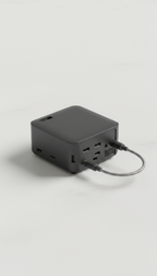 Alternate angle view of Salange projector top view with HDMI cable