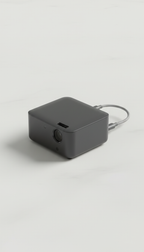 Salange projector top view with HDMI cable, Hero angle: 3/4 front with slight elevation, capturing both top surface and...